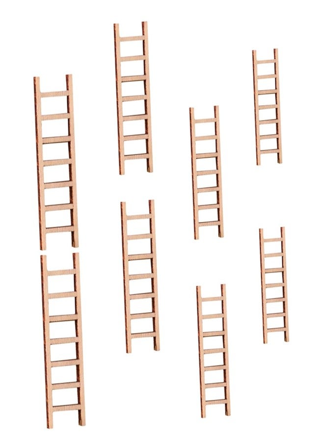 NAMOARLY 8Pcs Miniature Dollhouse Ladder Set 1/12 Scale Small Wooden Step Ladders for Micro Landscape Garden Decoration and Dollhouse Furniture Accessories - Image 1